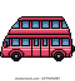 pixel art of double floors bus isolated background