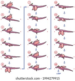 Pixel Art Of Dragon Flying Animation Loop