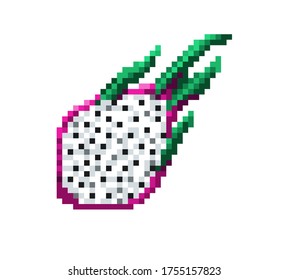 pixel art dragon fruit icon.  vector illustration isolated on white background