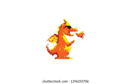 Pixel Art Dragon Logo Vector icon