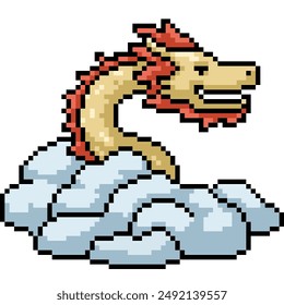 pixel art of dragon on cloud isolated background