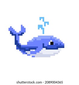 Pixel Art Drawing Cute Blue Whale Stock Vector (Royalty Free ...