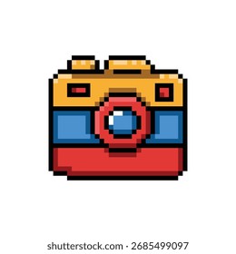 Pixel art drawing vintage camera design clipart