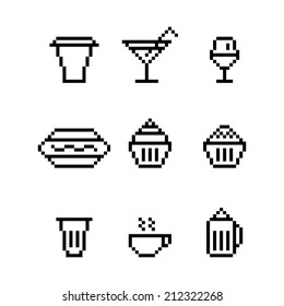 pixel art drink water glass dishes sausage cheesecake