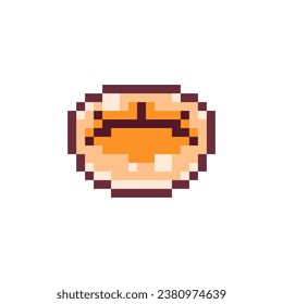 El Dumping de Arte Pixel. Ilustración Retro de 8 bits estilo bollo al vapor, bambao o Dim Sum. Ideal para Sticker, Elemento Decorativo Retro, Activo de Juego, Emoji, Parche, Avatar.	