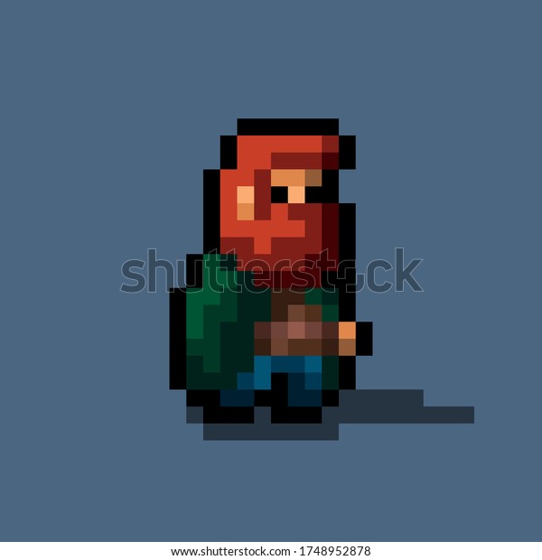 Pixel Art Dwarf Character Pixel Art Stock Vector Royalty Free 1748952878