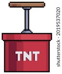 Pixel art dynamite TNT vector icon for 8bit game on white background