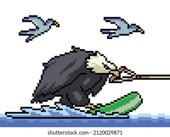 pixel art of eagle surf ski
