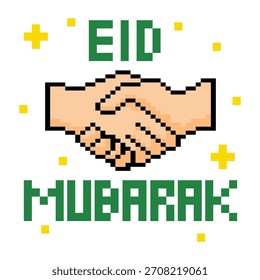 Pixel art Eid Mubarak handshake symbol