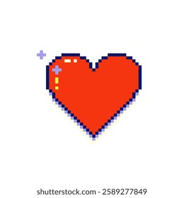 Pixel art eight bit heart shape icon.