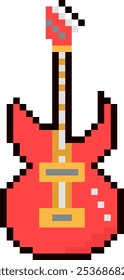 Pixel Art Electric Guitar Vector Illustration