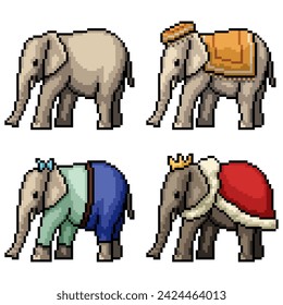 pixel art of elephant fancy cloth