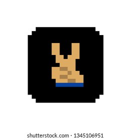 Pixel art emoji hand 
Black and brown