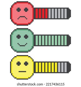 Pixel art. Emot bar condition colorful