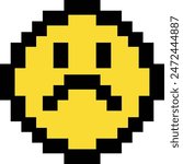 pixel art emoticon icon, smile pixel emoji, 8bit style emoticon