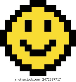 pixel art emoticon icon, smile pixel emoji