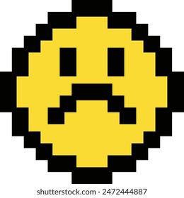 pixel art emoticon icon, smile pixel emoji, 8bit style emoticon