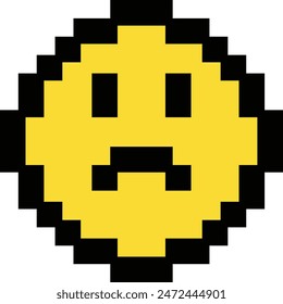 Pixel Art Emoticon-Symbol, Smile Pixel Emoji, 8-Bit-Stil Emoticon