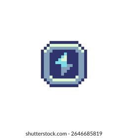 Pixel art energy icon 8-bit lightning bolt in UI frame, mana, or power indicator in video game HUDs, fantasy RPGs, or nostalgic pixel interface design.