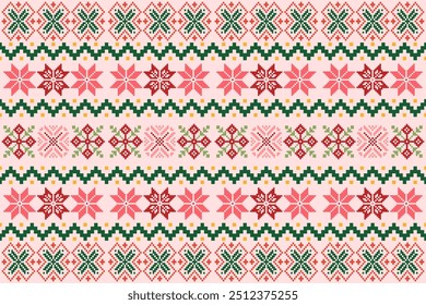 Pixel art ethnic oriental pattern traditional design for clothing fabric textile Aztec African Indonesian Indian seamless pattern fabric print cloth dress carpet curtains and sarong