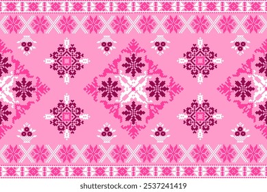 Pixel art ethnic oriental pattern traditional design for clothing fabric textile Aztec African Indonesian Indian seamless pattern fabric print cloth dress carpet curtains and sarong