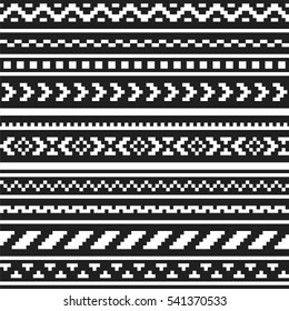 Pixel Art Ethnic Ornament Vector Seamless Pattern