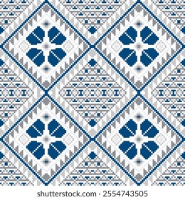 Pixel art ethnic, Pattern fabric pixel, design for background, clothing, decorative, drapery, cloth embroidery, geometric pixel art, handcraft, wallpaper, carpet, bag, card, cushions, Print, ethnic