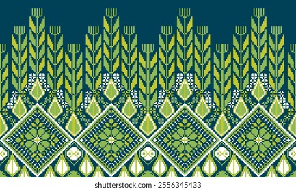 Pixel art ethnic, Pattern fabric pixel, design for background, clothing, decorative, drapery, cloth embroidery, geometric pixel art, handcraft, wallpaper, carpet, bag, card, cushions, Print, ethnic