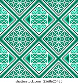 Pixel art ethnic, Pattern fabric pixel, design for background, clothing, decorative, drapery, cloth embroidery, geometric pixel art, handcraft, wallpaper, carpet, bag, card, cushions, Print, ethnic