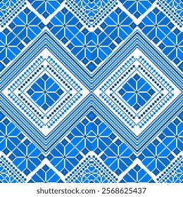 Pixel art ethnic, Pattern fabric pixel, design for background, clothing, decorative, drapery, cloth embroidery, geometric pixel art, handcraft, wallpaper, carpet, bag, card, cushions, Print, ethnic