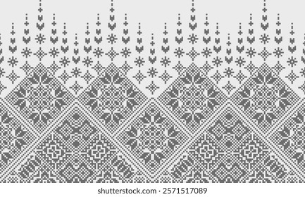 Pixel art ethnic, Pattern fabric pixel, design for background, clothing, decorative, drapery, cloth embroidery, geometric pixel art, handcraft, wallpaper, carpet, bag, card, cushions, Print, ethnic