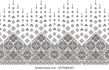 Pixel art ethnic, Pattern fabric pixel, design for background, clothing, decorative, drapery, cloth embroidery, geometric pixel art, handcraft, wallpaper, carpet, bag, card, cushions, Print, ethnic