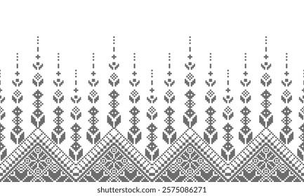 Pixel art ethnic, Pattern fabric pixel, design for background, clothing, decorative, drapery, cloth embroidery, geometric pixel art, handcraft, wallpaper, carpet, bag, card, cushions, Print, ethnic