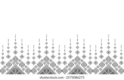 Pixel art ethnic, Pattern fabric pixel, design for background, clothing, decorative, drapery, cloth embroidery, geometric pixel art, handcraft, wallpaper, carpet, bag, card, cushions, Print, ethnic