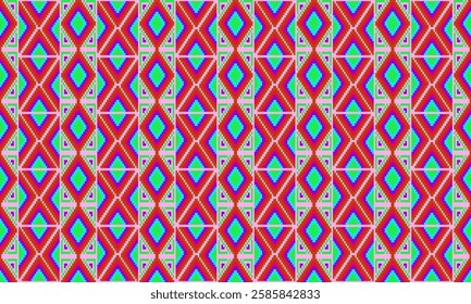 Pixel art ethnic, Pattern fabric pixel, design for background, clothing, decorative, drapery, cloth embroidery, geometric pixel art, handcraft, wallpaper, carpet, bag, card, cushions, Print, ethnic