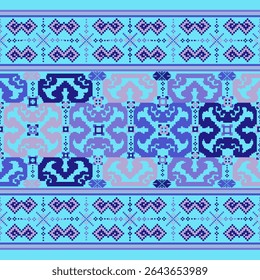 Pixel art ethnic, Pattern fabric pixel, design for background, clothing, decorative, drapery, cloth embroidery, geometric pixel art, handcraft, wallpaper, carpet, bag, card, cushions, Print, ethnic