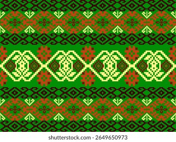 Pixel art ethnic, Pattern fabric pixel, design for background, clothing, decorative, drapery, cloth embroidery, geometric pixel art, handcraft, wallpaper, carpet, bag, card, cushions, Print, ethnic