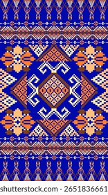 Pixel art étnico, pixel de tecido padrão, design para fundo, roupas, decorativo, drapery, bordado de pano, arte geométrica pixel, artesanato, papel de parede, tapete, saco, cartão, almofadas, imprimir, étnico