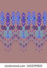 Pixel art étnico, pixel de tecido padrão, design para fundo, roupas, decorativo, drapery, bordado de pano, arte geométrica pixel, artesanato, papel de parede, tapete, saco, cartão, almofadas, imprimir, étnico
