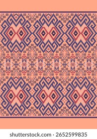 Pixel art ethnic, Pattern fabric pixel, design for background, clothing, decorative, drapery, cloth embroidery, geometric pixel art, handcraft, wallpaper, carpet, bag, card, cushions, Print, ethnic