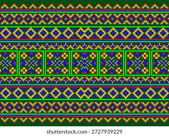 Pixel art étnico, pixel de tecido padrão, design para fundo, roupas, decorativo, drapery, bordado de pano, arte geométrica pixel, artesanato, papel de parede, tapete, saco, cartão, almofadas, imprimir, étnico
