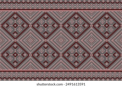 pixel art ethnic pattern seamless for Fabric geometric ethnic pattern seamless,Pixel pattern art wallpaper Background, Design for fabric, curtain, carpet ,geometry seamless pattern art illustration