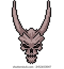 pixel art de calavera demoníaca malvada fondo aislado