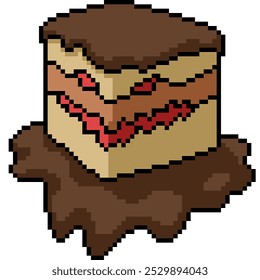 pixel art of evil face cake isolated background