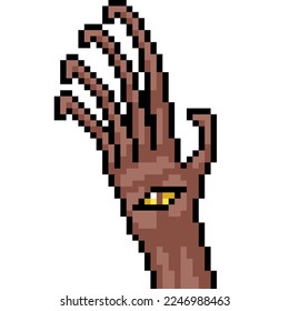 arte de píxel de la malvada mano de monstruo