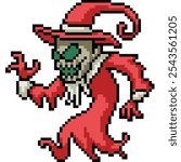 pixel art of evil santa claus isolated background