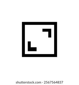 Pixel art expand arrows in black. Minimalistic four arrows pointing outward in retro pixelated style