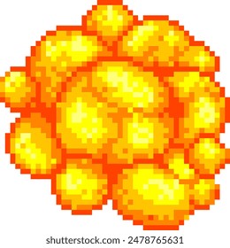 Pixel art explosion. Bang 8-bit retro game style vector illustration.