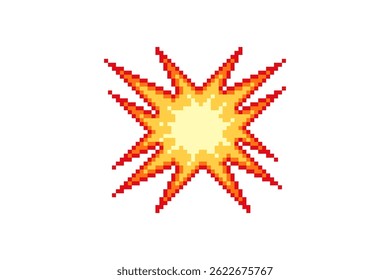 Explosão de arte em pixel ou emoji boom, ilustração vetorial em fundo isolado.