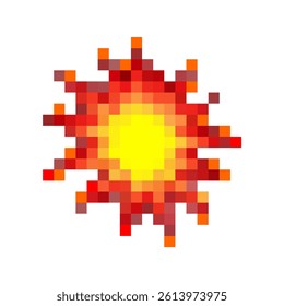 Pixel art of explosion illustration. Comic bomb explosion pixel.  